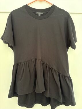 COS Black Short Sleeve Ruffle Hem Tee